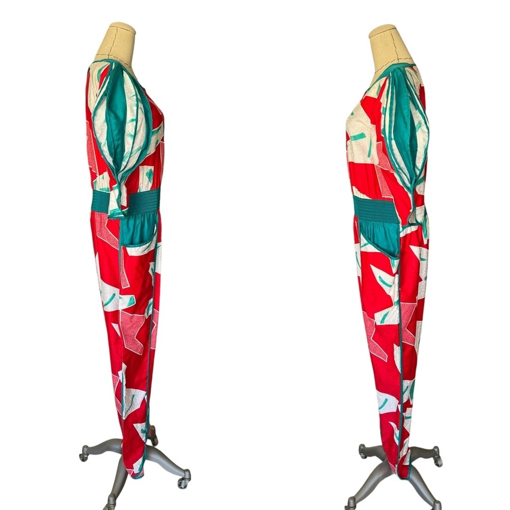Rare Vintage 80s JEANNE MARC Jumpsuit Colorful Abstract Print Avant Garde - Picture 12 of 15